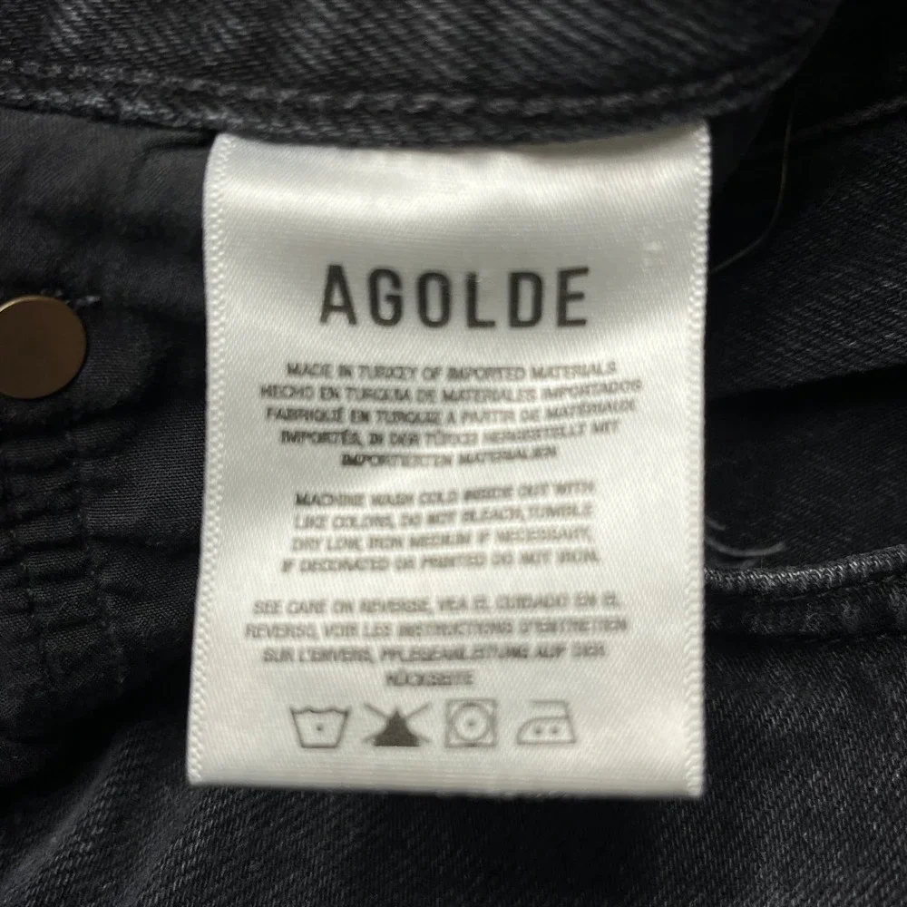 Agolde Lana Straight Leg‎ Jeans Faded Black Button Fly 100% Cotton Size 28